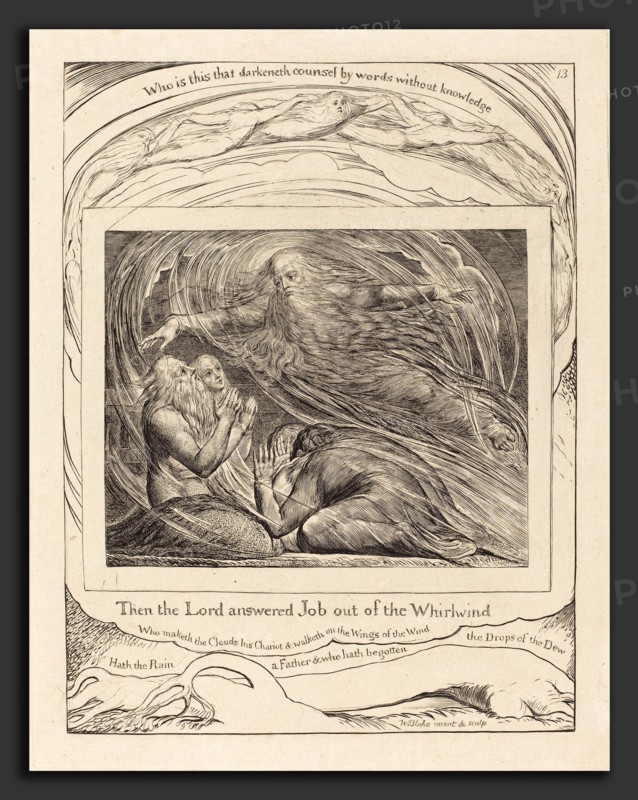 William Blake (British, 1757 - 1827), The Lord Answering Job out of the Whirlwind, 1825, engraving