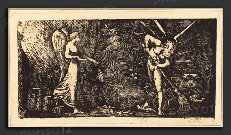 William Blake (British, 1757 - 1827), The Man Sweeping the Interpreter's Parlor, c. 1820-1822, relief etching and white-line engraving