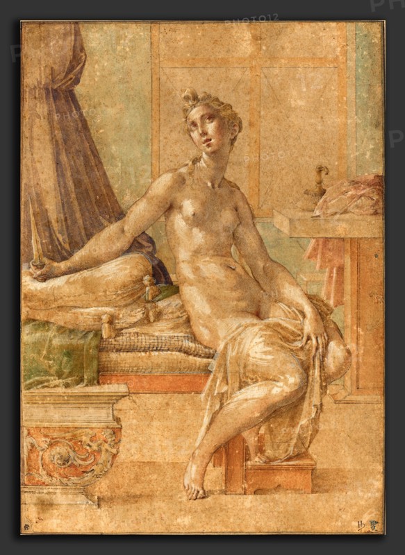 Parmigianino (Italian, 1503 - 1540), Lucretia, probably c. 1539, watercolor heightened with white over black chalk
