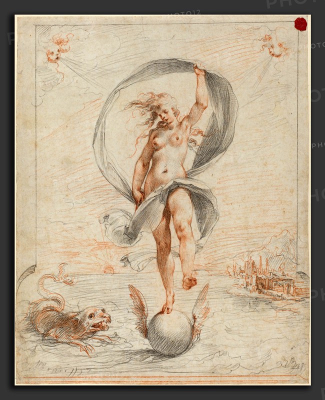 Giuseppe Cesari, called Cavaliere d'Arpino (Italian, 1568 - 1640), Allegorical Figure, probably c. 1588, black and red chalk on laid paper