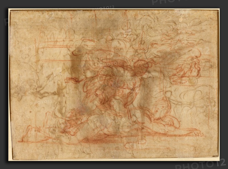 Parmigianino (Italian, 1503 - 1540), Jael and Cisera?, c. 1524-1527, red chalk on thin laid paper