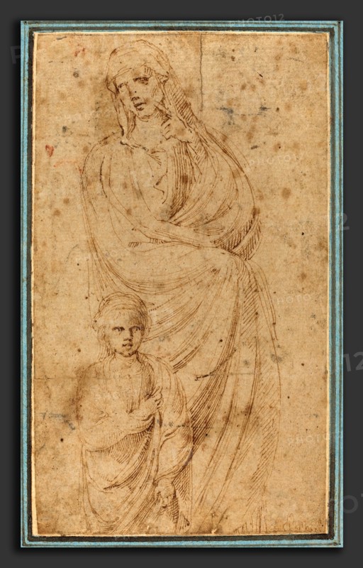 Girolamo da Carpi (Italian, 1501 - 1556), Two Figures, pen and brown ink on laid paper