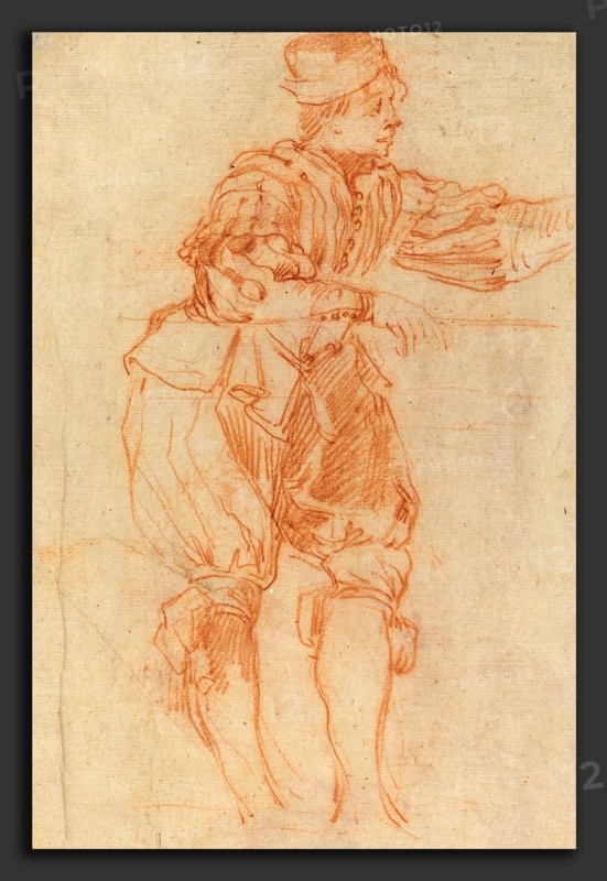 Matteo Rosselli (Italian, 1578 - 1650), Man Leaning on a Rail, red chalk on laid paper