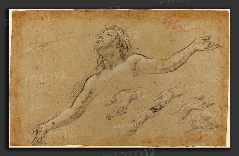 Baldassare Franceschini (Italian, 1611 - 1689), Ascension of the Magdalene, late 1650s, black chalk heightened with white on laid paper