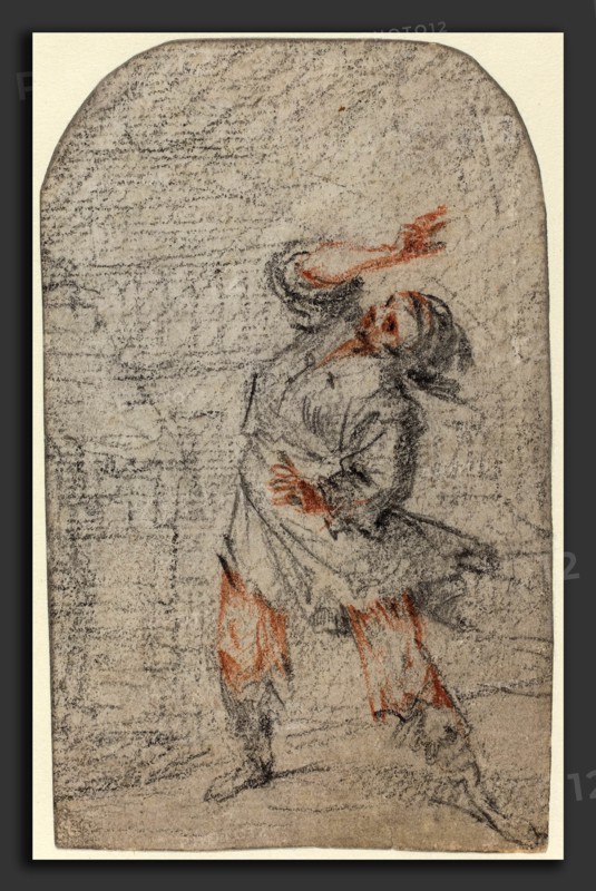 Francesco Montelatici (Italian, 1607 - 1661), Dream of a Man Fleeing, black and red chalk on laid paper