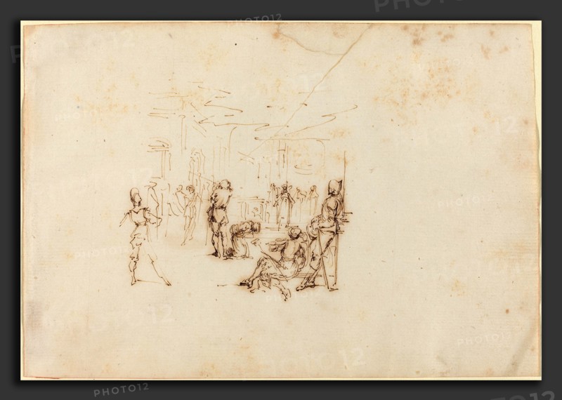 Attributed to Stefano Della Bella (Italian, 1610 - 1664), Saint Matthew, pen and brown ink on laid paper