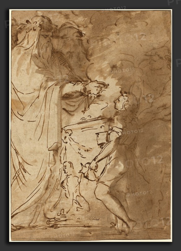 Giuseppe Cades (Italian, 1750 - 1799), Sacrifice [recto], pen and brown ink and brown wash on laid paper