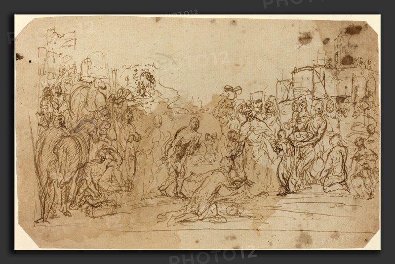 Attributed to Donato Creti (Italian, 1671 - 1749), The Adoration of the Magi [recto], pen and brown ink with brown wash on laid paper