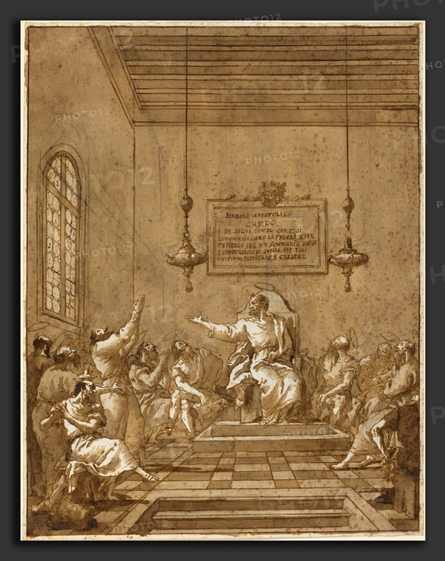 Giovanni Domenico Tiepolo (Italian, 1727 - 1804), The Apostles' Creed, 1770s-1780s, pen and brown ink and wash over charcoal on laid paper