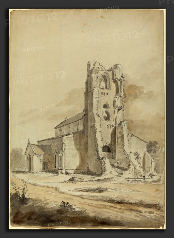 Hendrik Frans de Cort (Flemish, 1742 - 1810), Ruined Church, probably 1794, graphite with gray and brown wash on laid paper