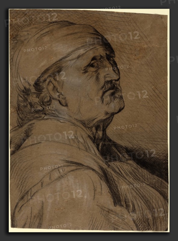 Attributed to Gerrit Claesz Bleker (Dutch, active 1628 - 1656), Head of an Old Man, black and white chalk on brown paper
