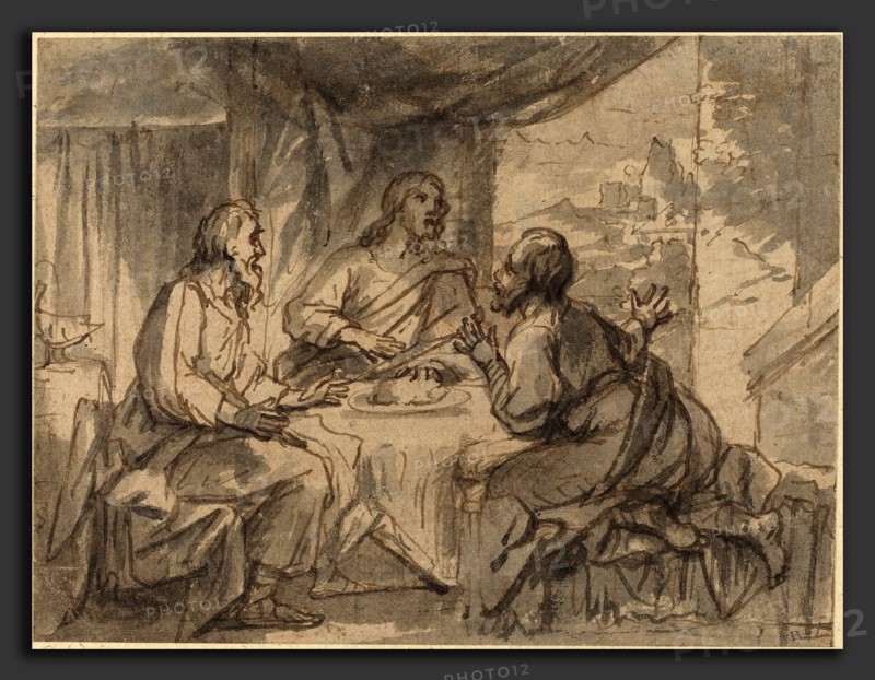 Attributed to Abraham van Diepenbeeck (Flemish, 1596 - 1675), Supper at Emmaus, pen and brown ink with gray wash on laid paper