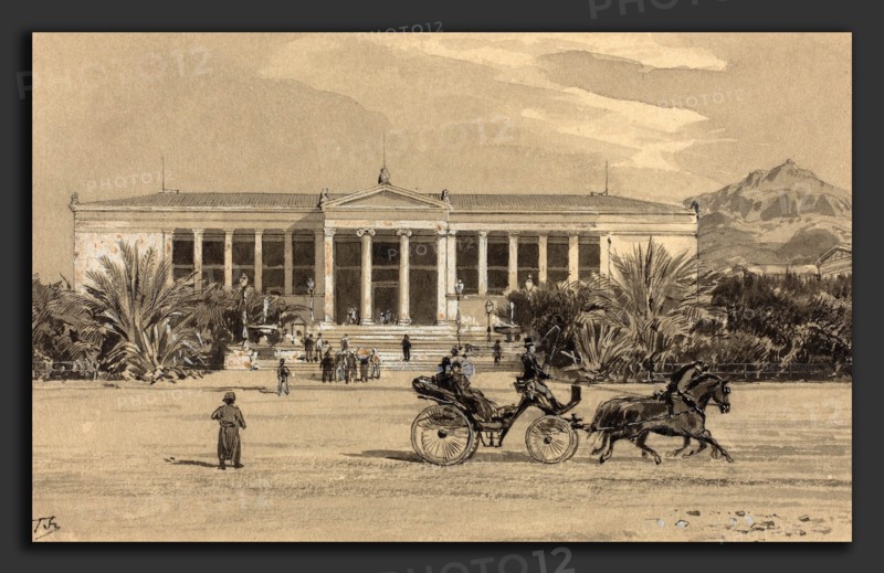 Themistocles von Eckenbrecher (German, 1842 - 1921), University, 1890, pen and black ink and watercolor over black chalk heightened with white and touches of graphite