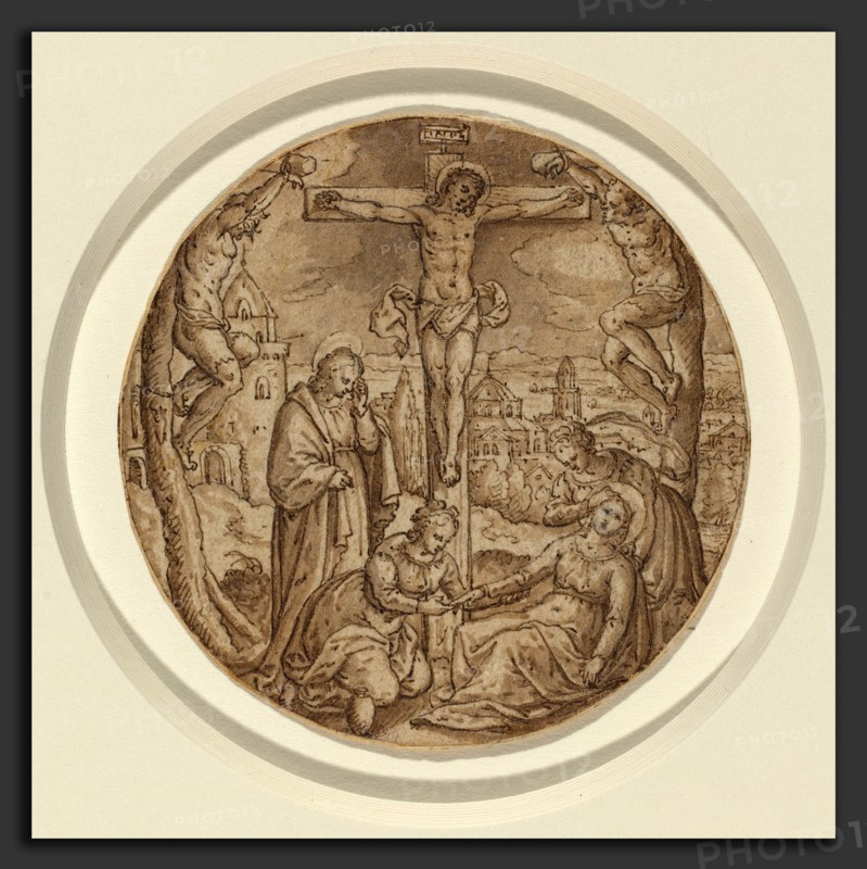 Hans Bol (Netherlandish, 1534 - 1593), The Crucifixion, 1570s, pen and brown ink with brown wash on laid paper