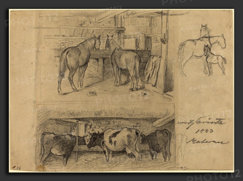 Lovis Corinth (German, 1858 - 1925), The Barn, 1883, graphite on wove paper