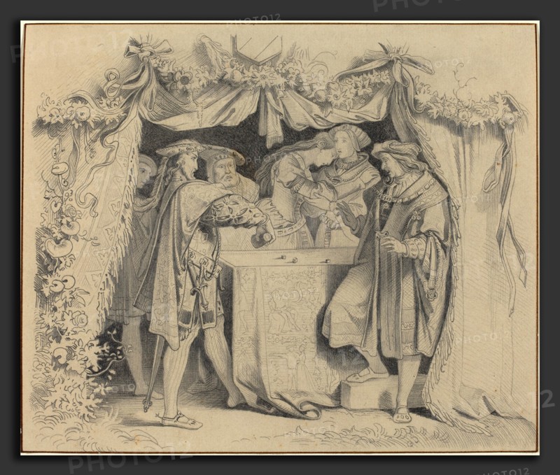 German 19th Century, Men Throwing Dice, graphite on laid paper