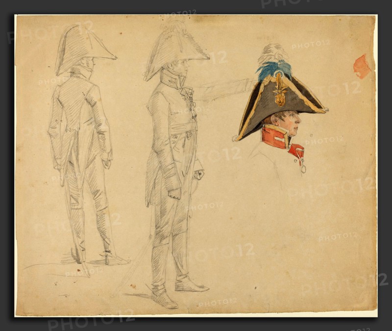 Wilhelm von Kobell (German, 1766 - 1853), Studies of Major von Washington, graphite and watercolor on wove paper