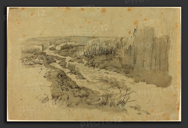 Carl Gustav Carus (German, 1789 - 1869), A Path through Fields near Leipzig, c. 1812, graphite and wash on slightly blued laid paper