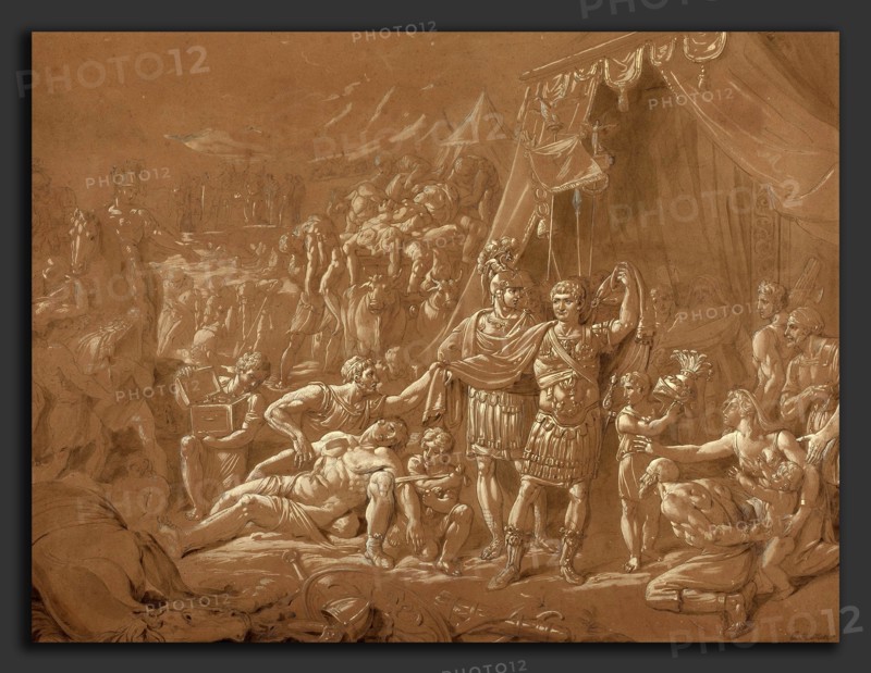 Conrad Metz (German, 1755 - 1827), A Scene from the Life of Trajan, 1817, pen and brown ink with brown wash over black chalk, heightened with white on laid paper