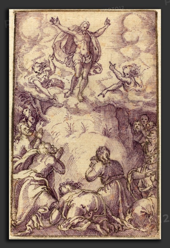 Virgil Solis (German, 1514 - 1562), The Transfiguration, pen and black and violet ink on laid paper