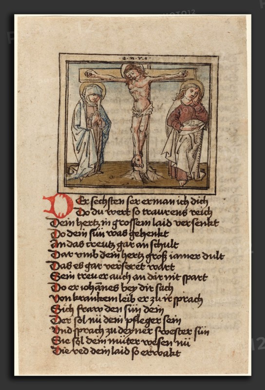 German 15th Century (Augsburg), The Crucifixion, 1470s, pen and ink with watercolor wash