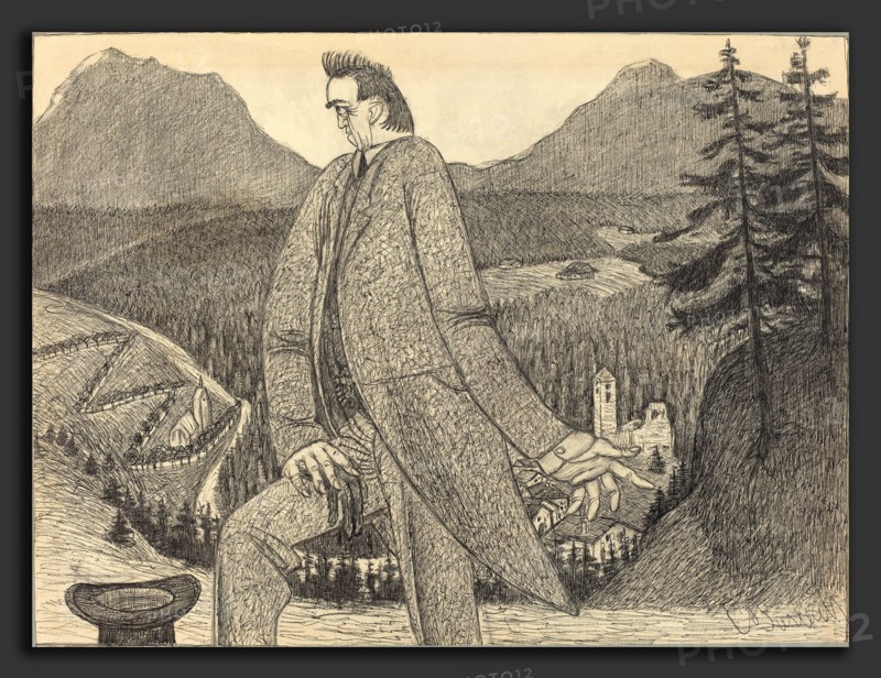 Ernst Barlach, Man of Heights, German, 1870 - 1938, 1906, pen and black ink over graphite