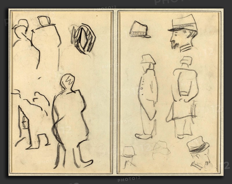 Paul Gauguin (French, 1848 - 1903), Figure Studies; Studies of Soldiers, 1884-1888, crayon on wove paper