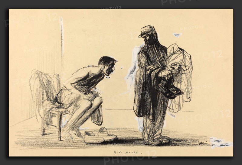 Jean-Louis Forain, Bolo pacha, French, 1852 - 1931, c. 1914-1919, brush and black ink and black crayon corrected with white gouache on wove paper
