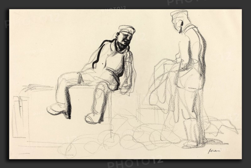 Jean-Louis Forain, The Economic Withdrawal, French, 1852 - 1931, c. 1914-1919, black crayon and brush and black ink on wove paper