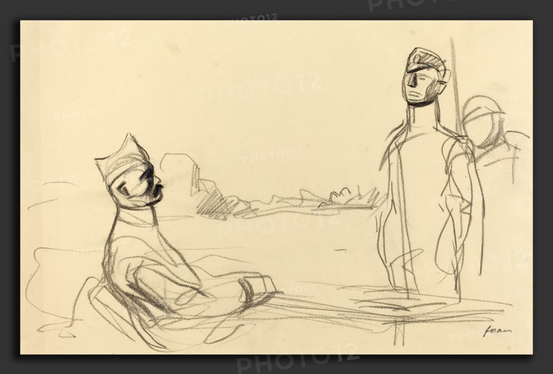 Jean-Louis Forain, Toward Justice, French, 1852 - 1931, c. 1914-1919, black crayon on laid paper