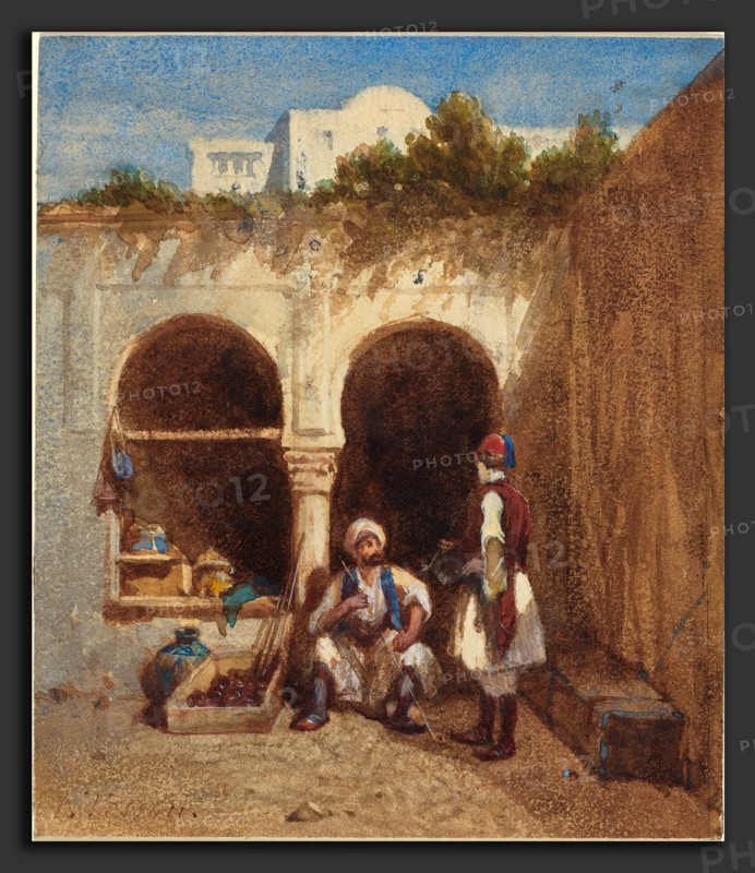 Louis Tesson (French, 1841 - 1867), Arab Market, watercolor