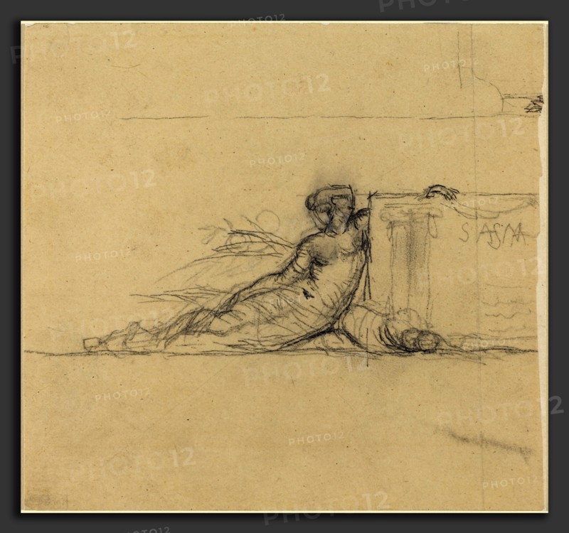 Charles Meryon (French, 1821 - 1868), Seated Female Figure for "San Francisco", probably c. 1856, graphite