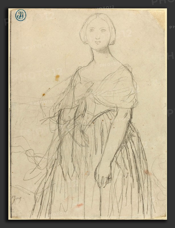 Jean-Auguste-Dominique Ingres (French, 1780 - 1867), Sketch for Madame Moitessier, graphite on wove paper