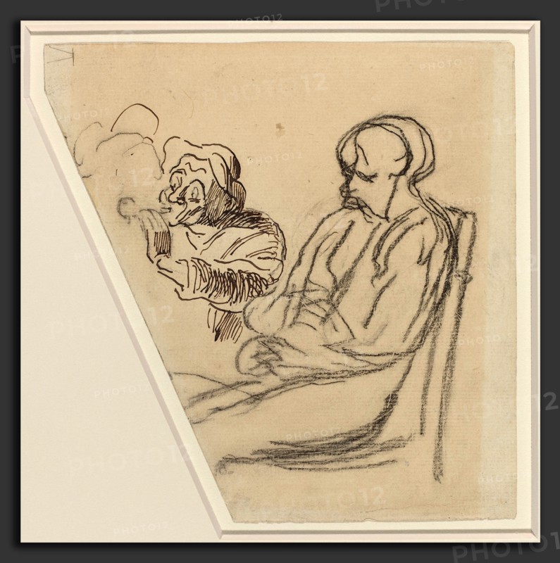 Honoré Daumier (French, 1808 - 1879), The Smoker, pen and black ink and charcoal on laid paper