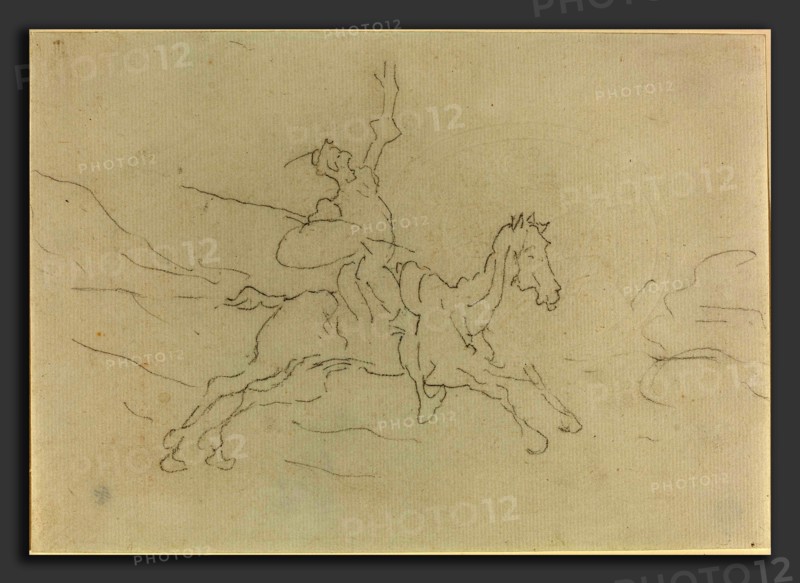 Honoré Daumier (French, 1808 - 1879), Don Quixote, crayon on laid paper