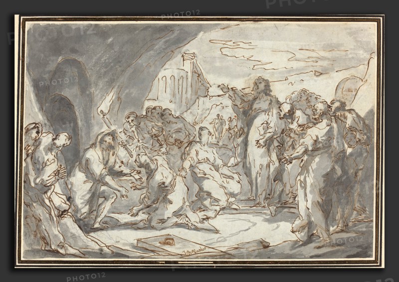 Jean-Baptiste Van Loo (French, 1684 - 1745), The Raising of Lazarus, pen and brown ink with gray wash over black chalk on laid paper