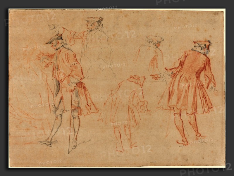 Jacques André Portail (French, 1695 - 1759), Sketches of a Gentleman, red and black chalk on laid paper