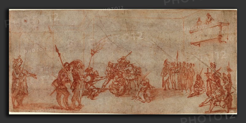 Jacques Callot (French, 1592 - 1635), Christ Crowned with Thorns, c. 1618, red chalk on laid paper, indented with stylus