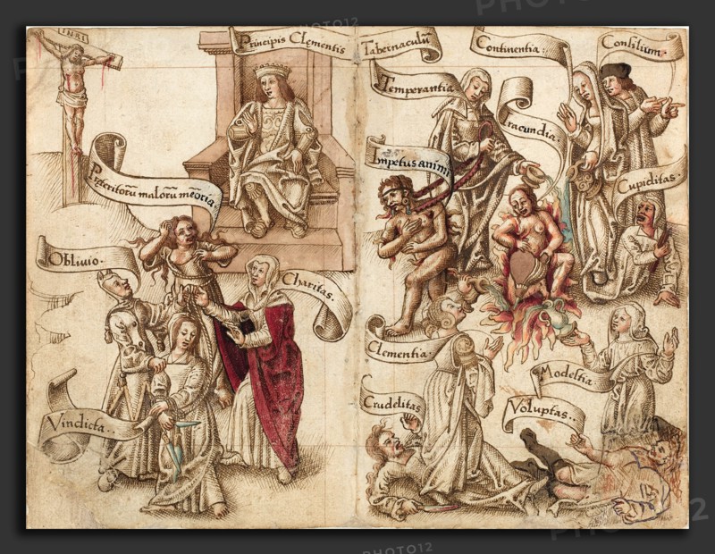 French early 16th century, "Obliterate the Trace of the Pot in the Ashes", c. 1512-1515, pen and brown ink with watercolor, heightened with gold on laid paper