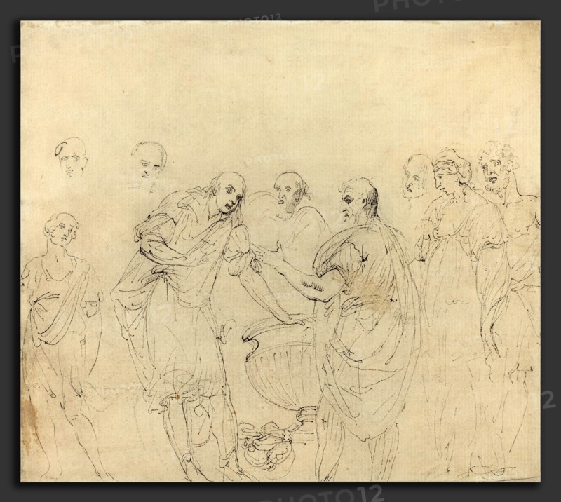 John Hamilton Mortimer (British, 1740 - 1779), Mucius Scaevolo [recto], pen and black ink on laid paper