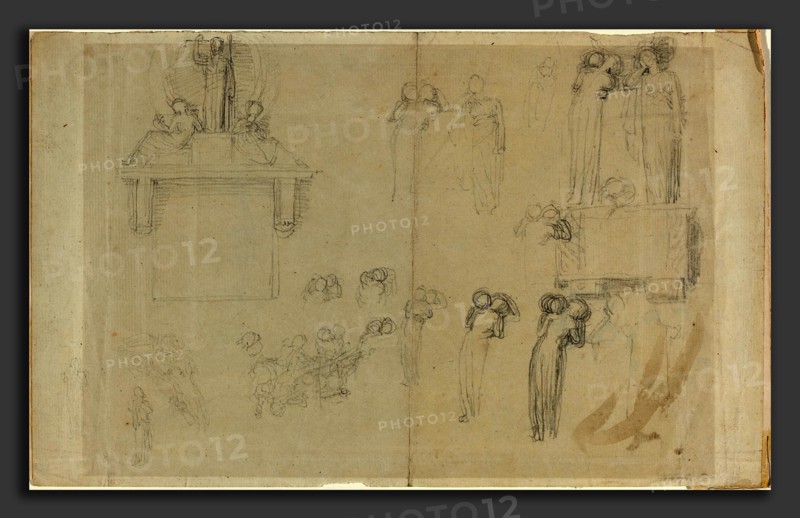 John Flaxman (British, 1755 - 1826), Sheet of Studies [recto and verso], graphite