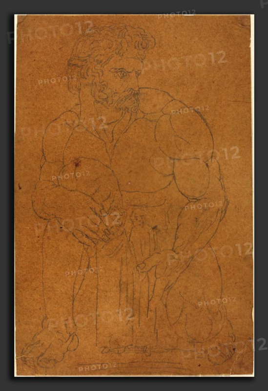 John Flaxman (British, 1755 - 1826), The Giants, graphite on brown tracing paper
