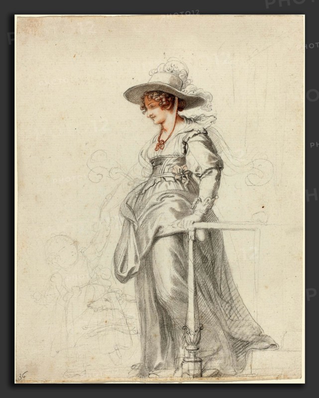 Richard Cosway (British, 1740-1742 - 1821), Maria Cosway with Her Daughter Louisa, c. 1794, graphite, red and black chalk, and gray and red wash on laid paper