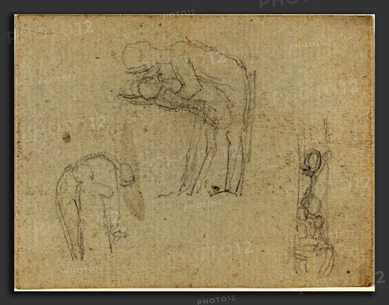 John Flaxman (British, 1755 - 1826), Three Groups of Figures, graphite