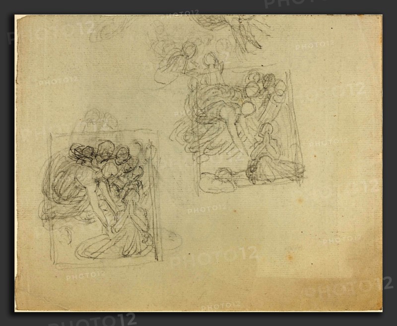 John Flaxman (British, 1755 - 1826), Sheet of Studies [recto and verso], graphite