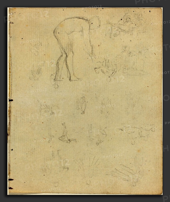 John Flaxman (British, 1755 - 1826), Sheet of Studies [recto and verso], graphite