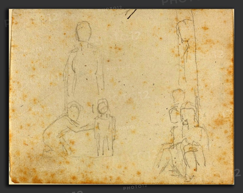John Flaxman (British, 1755 - 1826), Two Groups of Figures, graphite