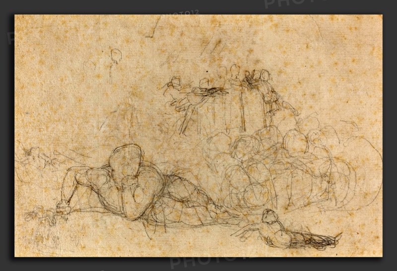 John Flaxman (British, 1755 - 1826), Sheet of Studies, graphite