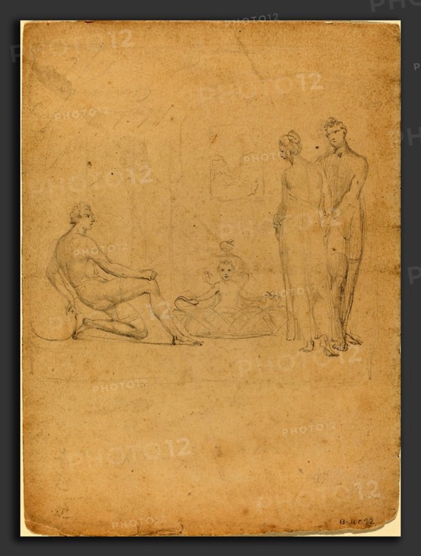 William Blake (British, 1757 - 1827), The Infant Hercules Throttling the Serpents, 1790-1793, graphite