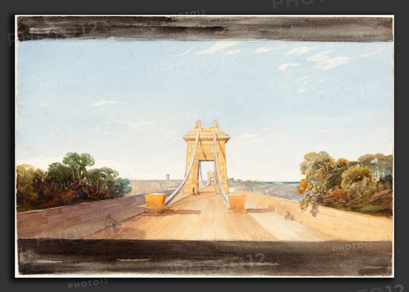 Attributed to James Bulwer (British, 1794 - 1879), Clifton Suspension Bridge near Bristol, watercolor and graphite